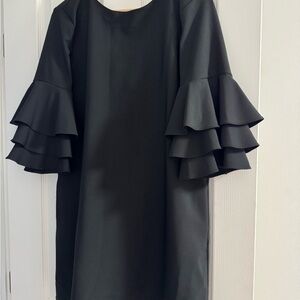 Zara Black Long Sleeve Dress with Ruffle Detail